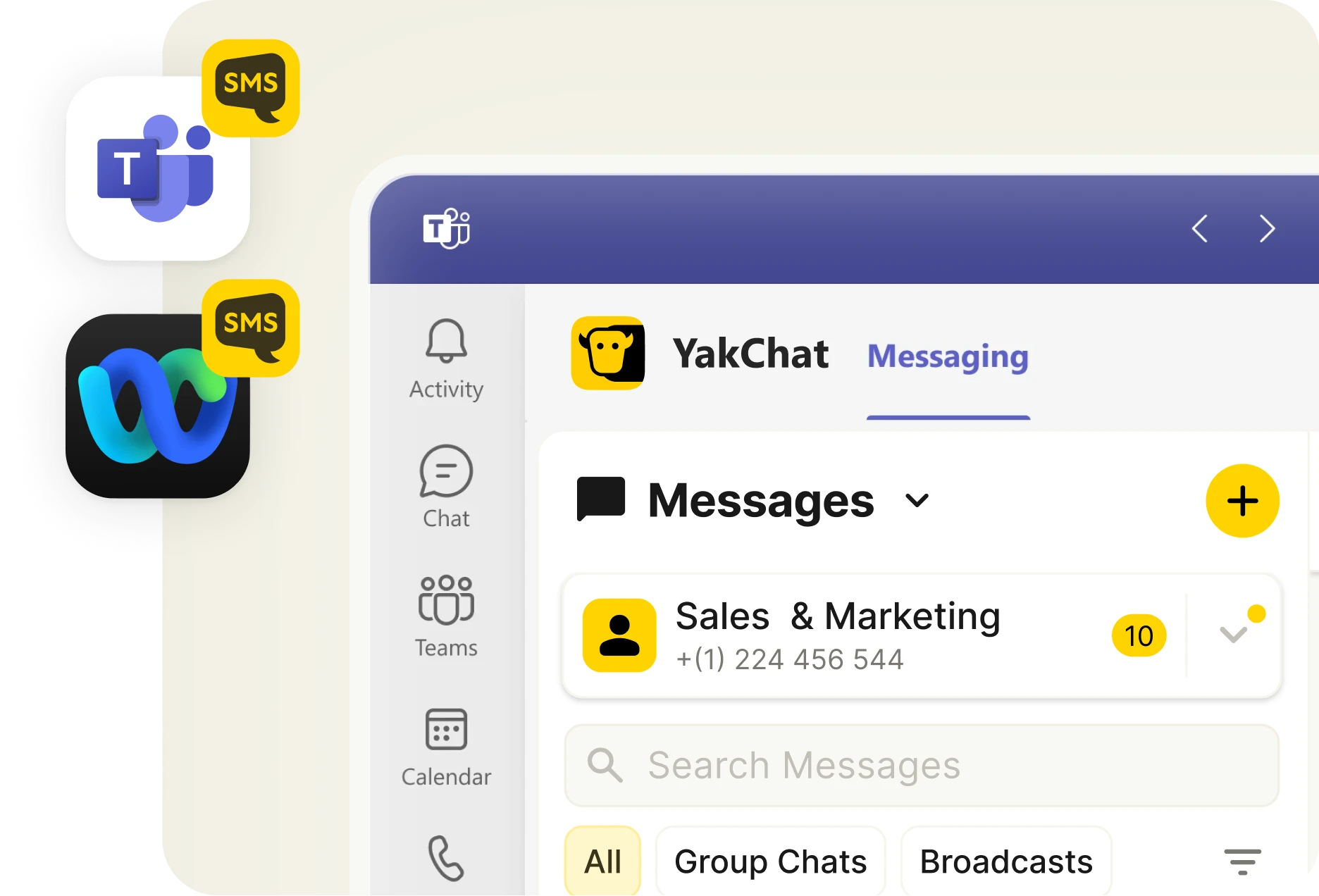 Screenshot of YakChat being used in a collaboration app