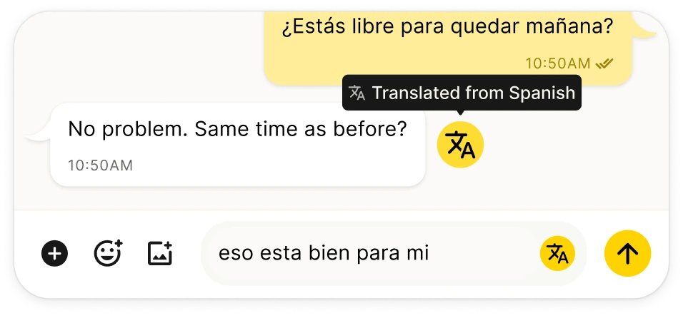 Translated message from Spanish to English