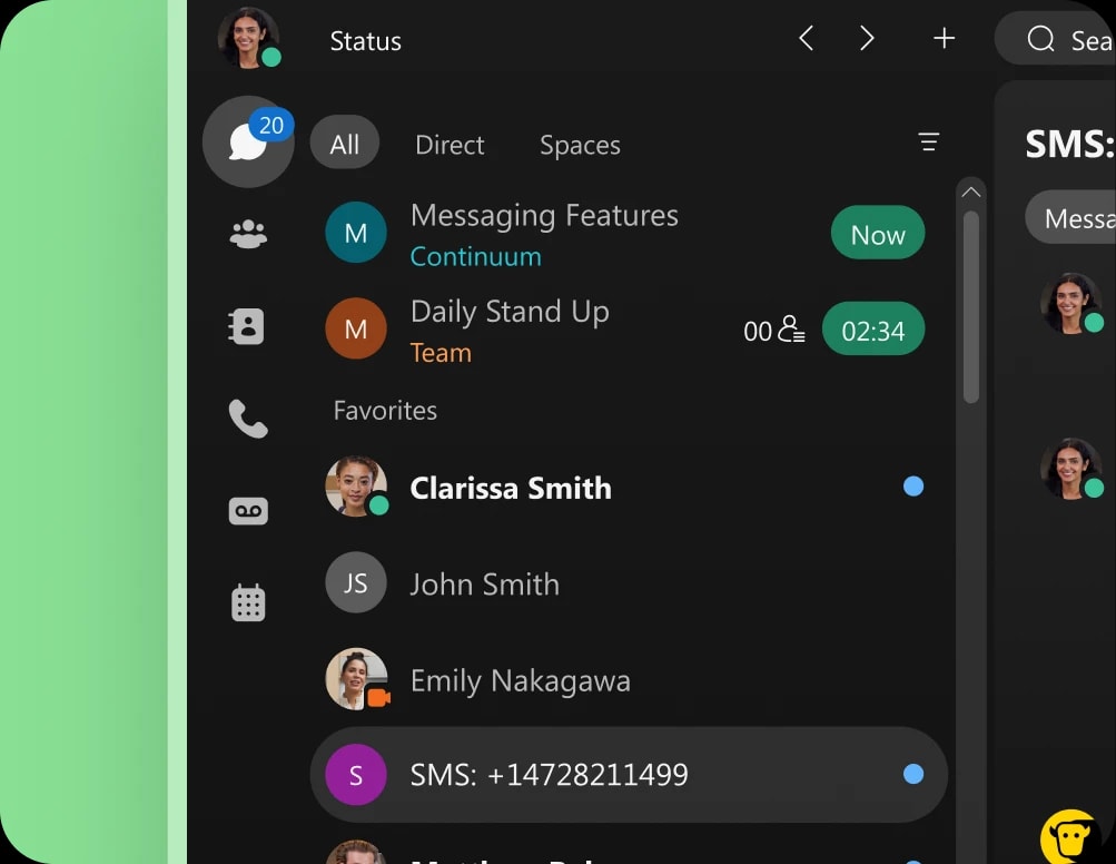 Webex showing SMS alerts