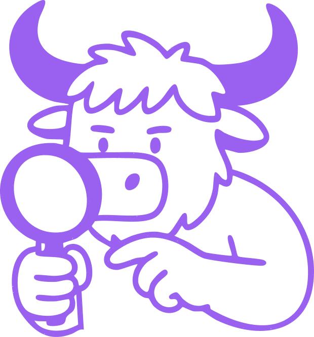 Illustration of a yak using a magnifying glass