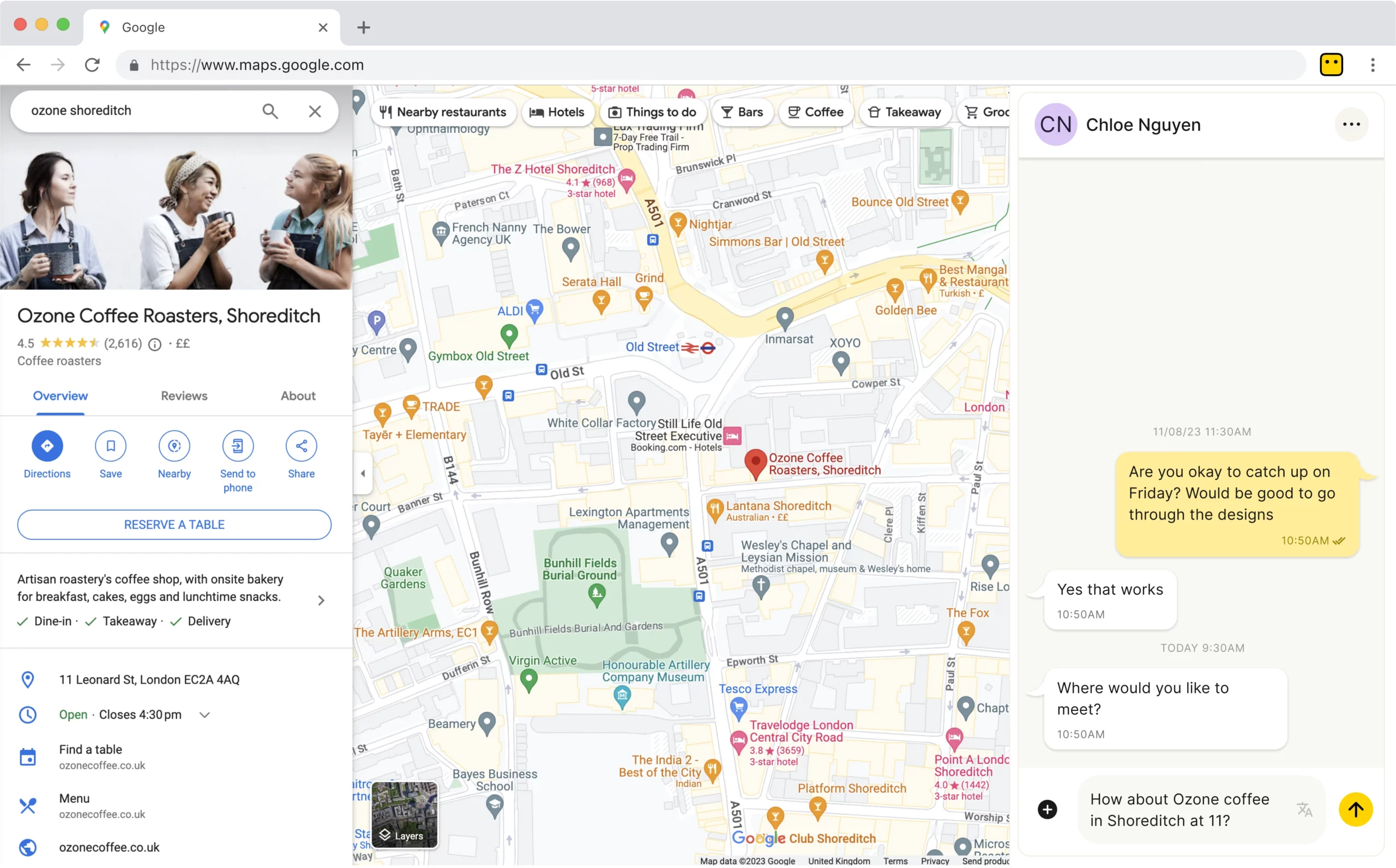 Image of YakChat being used as a browser extension