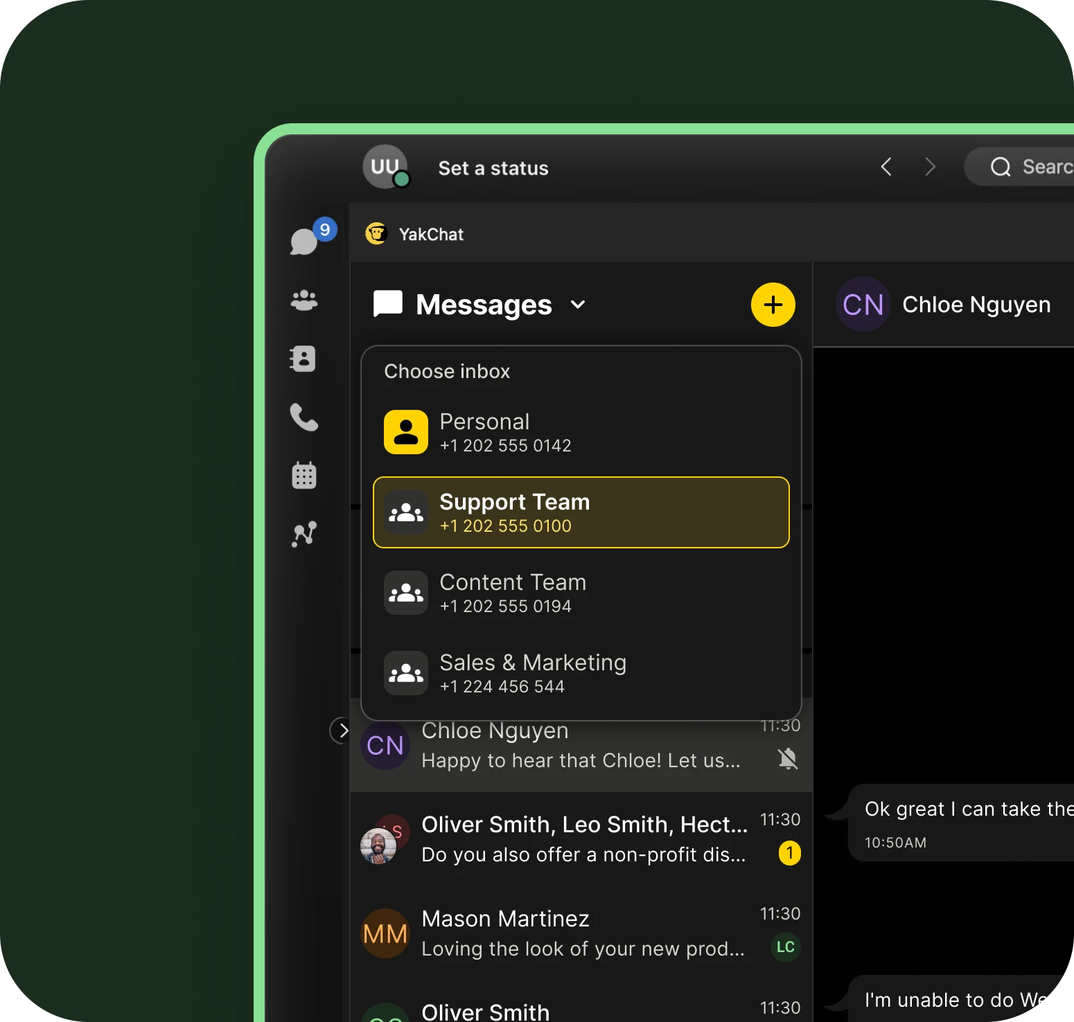 Navigating between personal and shared inboxes